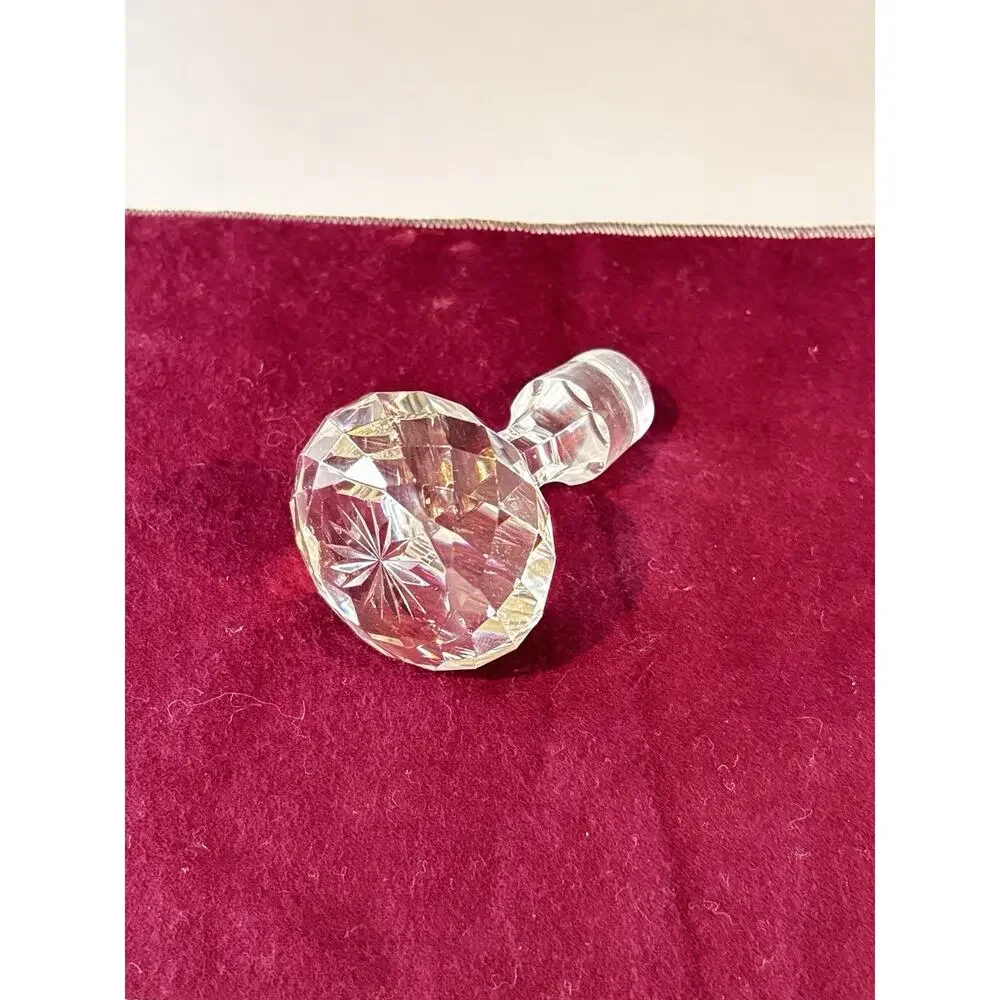Vintage Cut Glass Decanter Stopper Starburst Faceted Round Replacement 3